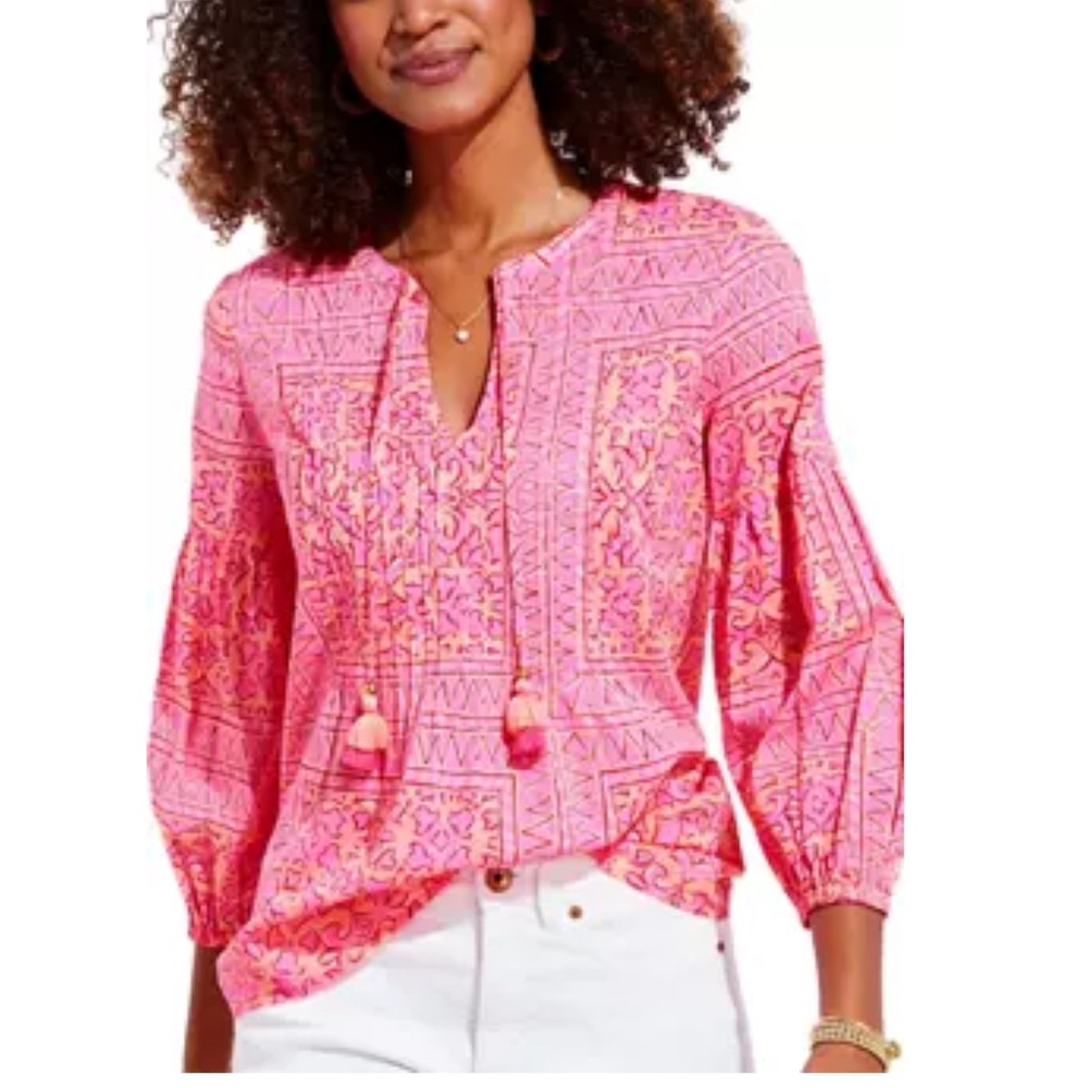 Vineyard Vines Scarf Print Pleated Top